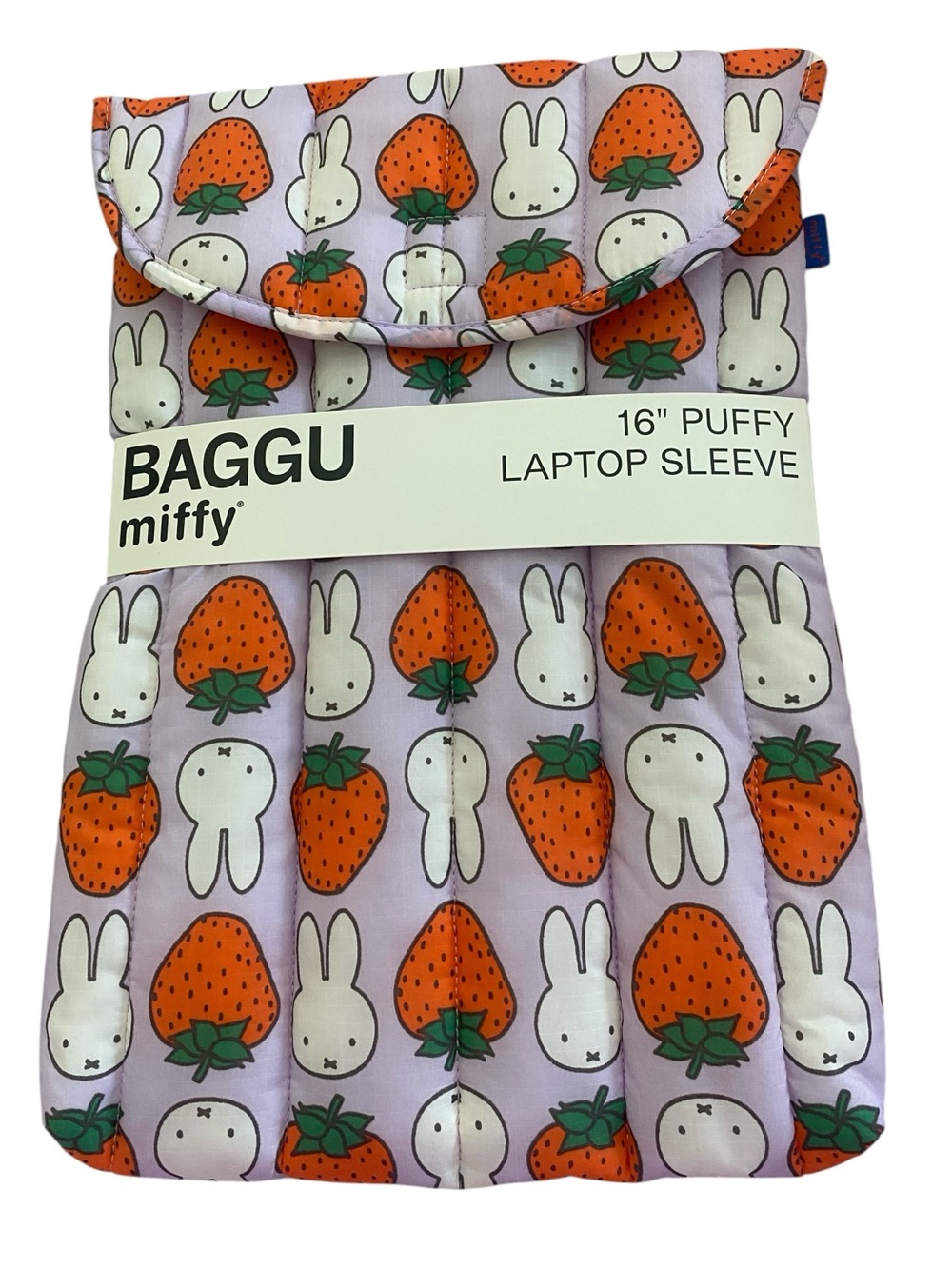 BAGGU Strawberry Miffy Lavender Puffy Quilted 16" Laptop or Tablet Sleeve